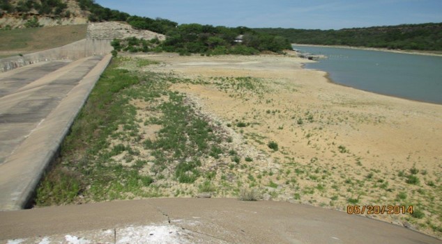 Drought conditions shown at the Lake Palo Pinto Spillway